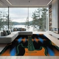 thumbnail image 1 of ODIKA 9'x12' Washable Area Rug Non-Slip, Chair-Friendly Orange Blue Rock Record Vinyl Themed Guitar Music Electric Design with Sound Waves for Dining Room, Basement, Large Office, 1 of 7