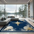 thumbnail image 1 of ODIKA 9'x12' Washable Area Rug Non-Slip, Chair-Friendly Starfish Ocean Nautical Seashell Bathroom Coral Reef Wave Border for Dining Room, Basement, Large Office, 1 of 7
