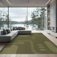 thumbnail image 1 of ODIKA 9'x12' Washable Area Rug Olive Green Geometric Minimalist Design Elegant Contemporary Lines and Shapes Accent for Master Suite, California King, Under Bed, Non-Shedding, Easy Care, 1 of 7