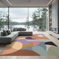 thumbnail image 1 of ODIKA 9'x12' Washable Area Rug Pastel Multicolor Abstract Flow Modern Geometric Curves and Shapes Design for Dining Room, Basement, Large Office, Non-Slip Chair-Friendly, 1 of 7