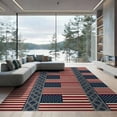 thumbnail image 1 of ODIKA 9'x12' Washable Area Rug Patriotic Farmhouse Motif Lattice Halloween Plaid Independence for Great Room, Indoor Concept, Large Living Low Pile, Flatwoven, 1 of 7