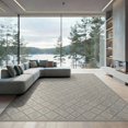 thumbnail image 1 of ODIKA 9'x12' Washable Area Rug Pile Trellis Minimalist Grid Motif Featuring Fuzzy Neutral Beige for Dining Room, Basement, Large Office, Non-Slip Chair-Friendly, 1 of 7