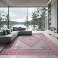 thumbnail image 1 of ODIKA 9'x12' Washable Area Rug Pink Boho Checkered Lattice Purple Charm Bold Checkerboard Grid for Master Suite, California King, Under Bed, Non-Shedding, Easy Care, 1 of 7