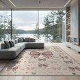 thumbnail image 1 of ODIKA 9'x12' Washable Area Rug Pink Ribbon Whimsical Dotted Ornamental Border for Master Suite, California King, Under Bed, Non-Shedding, Easy Care, 1 of 7