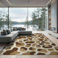 thumbnail image 1 of ODIKA 9'x12' Washable Area Rug Print Spotted Brindle Patchwork Bold Border Mosaic Tonal Cow Flowing Dynamic for Dining Room, Basement, Large Office, Non-Slip Chair-Friendly, 1 of 7