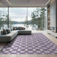 thumbnail image 1 of ODIKA 9'x12' Washable Area Rug Purple Border Symmetrical Junction Repeating Motif Tasseled Beige for Dining Room, Basement, Large Office, Non-Slip Chair-Friendly, 1 of 7