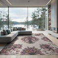 thumbnail image 1 of ODIKA 9'x12' Washable Area Rug Purple Delicate Beige Cluster Ribbon Motif Botanical Border Pink for Master Suite, California King, Under Bed, Non-Shedding, Easy Care, 1 of 7