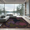 thumbnail image 1 of ODIKA 9'x12' Washable Area Rug Purple Gold Elegance with Floral Celestial Motifs Intricate Botanical Framed by for Great Room, Indoor Concept, Large Living Low Pile, Flatwoven, 1 of 7