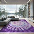 thumbnail image 1 of ODIKA 9'x12' Washable Area Rug Purple Round Spiral Swirl Decorative Covering Gradient Circle for Great Room, Indoor Concept, Large Living Low Pile, Flatwoven, 1 of 7