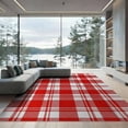 thumbnail image 1 of ODIKA 9'x12' Washable Area Rug Red White Buffalo Check Classic Design Large Scale Tartan Grid for Festive Christmas for Great Room, Indoor Concept, Living Low Pile, Flatwoven, 1 of 7