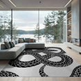 thumbnail image 1 of ODIKA 9'x12' Washable Area Rug Retro Geometric Coiled Reptile Aesthetic Snake Serpent Abstract Playful for Great Room, Indoor Concept, Large Living Low Pile, Flatwoven, 1 of 7