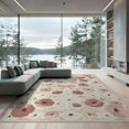 thumbnail image 1 of ODIKA 9'x12' Washable Area Rug Round Petal Motif Featuring Central Bow Design And Blush Trim for Great Room, Indoor Concept, Large Living Low Pile, Flatwoven, 1 of 7