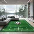thumbnail image 1 of ODIKA 9'x12' Washable Area Rug Soccer Field Stripe Bold Athletic Motif Border Aglity Theme Decorations for Dining Room, Basement, Large Office, Non-Slip Chair-Friendly, 1 of 7