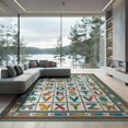 thumbnail image 1 of ODIKA 9'x12' Washable Area Rug Structured Alphabet Display With Botanical Wildlife Teaching for Dining Room, Basement, Large Office, Non-Slip Chair-Friendly, 1 of 7