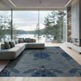 thumbnail image 1 of ODIKA 9'x12' Washable Area Rug Turtle Ocean Interlocking Wave Nautical Symmetrical Geometric for Great Room, Indoor Concept, Large Living Low Pile, Flatwoven, 1 of 7