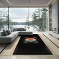 thumbnail image 1 of ODIKA 9'x12' Washable Area Rug Vinyl Record Spinning Disc Motif With Retro Soundwave Border Accents for Dining Room, Basement, Large Office, Non-Slip Chair-Friendly, 1 of 7
