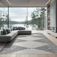 thumbnail image 1 of ODIKA 9'x12' White Black Pinstripe Design Washable Area Rug Modern Geometric Symmetry Motif Non-Shedding, Easy Care for Master Suite, California King, Under Bed, 1 of 7