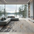 thumbnail image 1 of ODIKA 9'x12' Yellow Gray Granite Abstract Design Washable Area Rug Inspired Modern Pattern Non-Slip, Chair-Friendly for Dining Room, Basement, Large Office, 1 of 7