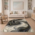 thumbnail image 1 of ODIKA Abstract Contemporary Grey Flowing Ribbons Blended Tones Crisp for Guest Room, Lounge, Apartment, Non-Slip Low Profile, 1 of 7