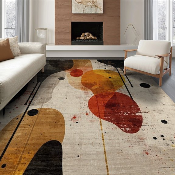 ODIKA Abstract Inkblot Contemporary Accent Throw With Dynamic Splatter for King Size Bedroom, Master Suite, Under Bed, Foldable Easy Care
