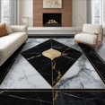 thumbnail image 1 of ODIKA Abstract Marble Symmetrical Border Motif Contemporary Elegance Foldable Easy Care for Queen Size Bedroom, Under Bed, Master, 1 of 7