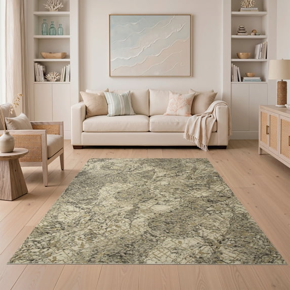 ODIKA Abstract Neutral Interlocking Shapes Large Beige Dining ...