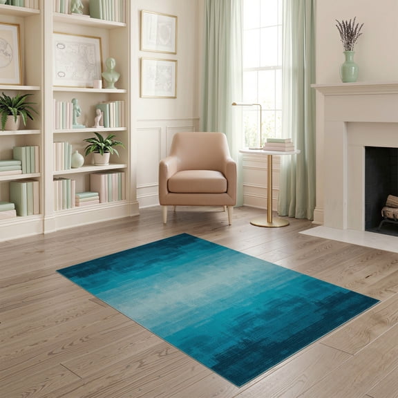 ODIKA Abstract Ombre Boho Interlocking Brushstroke Minimalist Shaped for Home Office, Gaming Room, Under Desk, Non-Slip Chair-Friendly