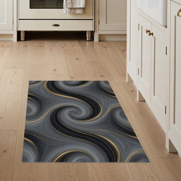 ODIKA Abstract Smoky Tan Fluid Veined Rectangular Cream Grey Yellow for Bedroom, Bedside, Nursery, Pet Friendly & Kids Safe