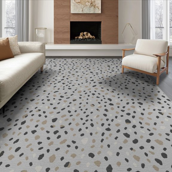 ODIKA Abstract Spotted Minimalist Tone Inspired Marbled Field Brindle Flowing Dynamic for Dining Room, Large Office, Lounge, Non-Slip Chair-Friendly