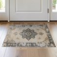 thumbnail image 1 of ODIKA Abstract Vintage Distressed Border Faded Interlocking Motifs for Hallway, Study Room, Playroom, Non-Slip Low Profile, 1 of 7