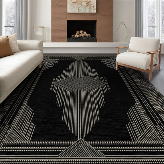 ODIKA Alfombras Contemporary Abstract Motifs Balanced Column Para Habitacion Non-Slip Chair-Friendly for Dining Room, Large Office, Lounge