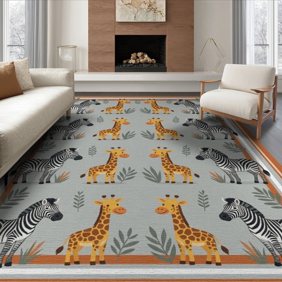 ODIKA Alphabet Learning Design With Friendly Educational Motifs Zoo Animal Refined Foldable Easy Care for Queen Size Bedroom, Under Bed, Master Suite