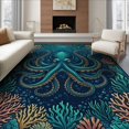 thumbnail image 1 of ODIKA Animals Deep Underwater Nautical Coral Border Tentacle Navy Octopus Refined Non-Slip Chair-Friendly for Dining Room, Large Office, Lounge, 1 of 7