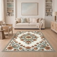 thumbnail image 1 of ODIKA Bathroom Ornamental Border Vintage Allover Flower Motif Passage Non-Slip Low Profile for Guest Room, Lounge, Apartment, 1 of 7