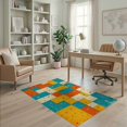 thumbnail image 1 of ODIKA Bedside Hopscotch Checkered Abstract Plaza Retro Storybook Block for Home Office, Gaming Room, Under Desk, Non-Slip Chair-Friendly, 1 of 5