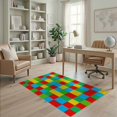 thumbnail image 1 of ODIKA Bedside Numbered Playmat Cheerful Geometric Grid Storybook Hopscotch Stain Resistant Low Profile for Dorm Room, Small Living Apartment, 1 of 7