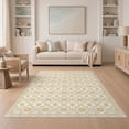 thumbnail image 1 of ODIKA 5'x7' Washable Area Rug Non-Slip, Low Pile, Stain Resistant Beige Faded Arrangement Decorative Border Pile Boho Neutral for Guest Room, Lounge, Apartment, 1 of 7