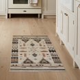 thumbnail image 1 of ODIKA Beige Spotted Cow Striped Boho Southwestern Distressed Border for Entryway, Kitchen, Mudroom, Stain Resistant Flatwoven, 1 of 7