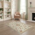 thumbnail image 1 of ODIKA Beige Vintage Farmhouse Botanical Scroll Border Pile Playroom Stain Resistant Low Profile for Dorm Room, Small Living Apartment, 1 of 7