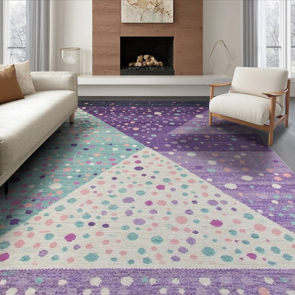 ODIKA Beside Inspired Pastel Confetti Dot Boho Border Ombre Gradient for Dining Room, Large Office, Lounge, Non-Slip Chair-Friendly