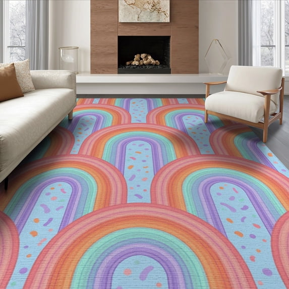 ODIKA Blush Pink Coral Mint Geometric Shapes Abstract Orange for Queen Size Bedroom, Under Bed, Master Suite, Foldable Easy Care
