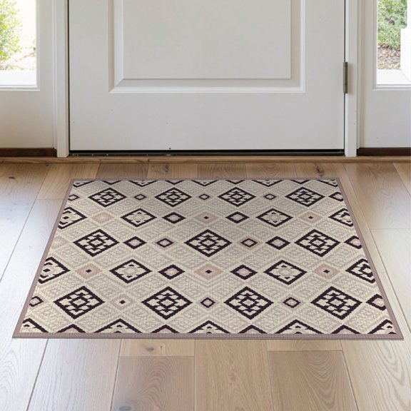 ODIKA Boho Abstract Interlocking Lattice Motif Inspired Solid Purple Flowing Dynamic Stain Resistant Thin Throw for Entryway, Kitchen, Laundry Room