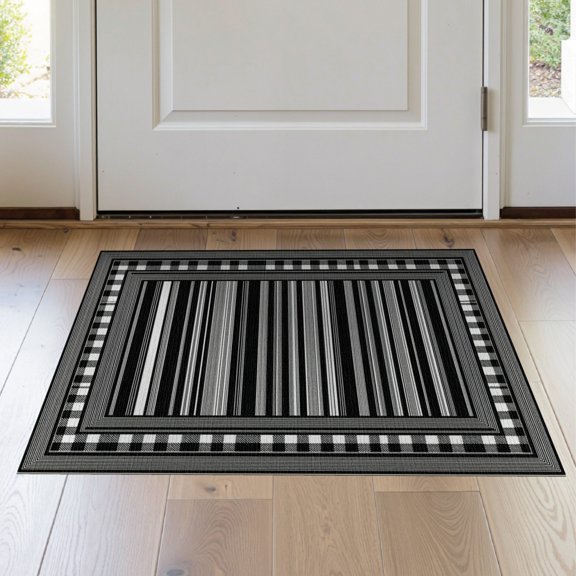 ODIKA Boho Banded Lines Bordered Fireplace Frame Farmhouse Plaid Striped Refined for Bedroom, Nursery, RV, Pet Friendly & Kids Safe Bedside