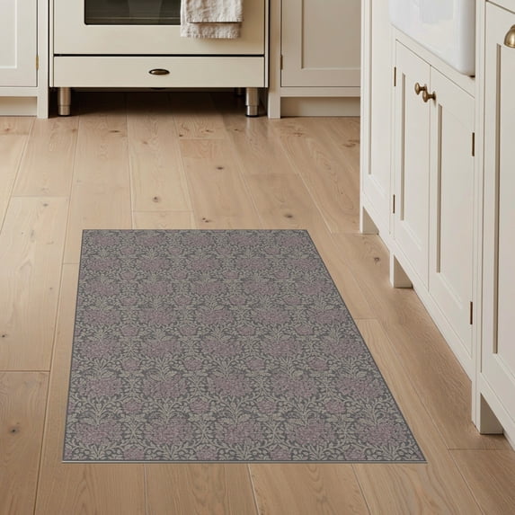 ODIKA Boho Damask Vintage Interlocking Scroll Border Trellis Mauve Flowing Dynamic for Home Office, Hallway, Laundry Room, Non-Slip Chair-Friendly