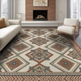 thumbnail image 1 of ODIKA 6'x9' Washable Area Rug Non-Slip, Chair-Friendly, Boho Hallway Traditional Border Featuring Symmetrical Flower for Dining Room, Under Table, Office Décor, 1 of 7