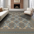 thumbnail image 1 of ODIKA 6'x9' Washable Area Rug Boho Interlocking Motifs Neutral Juniper Farmhouse Geometric Refined Structured for Family Room, Living Room, Master Bedroom, Non-Slip, Easy Care, 1 of 7