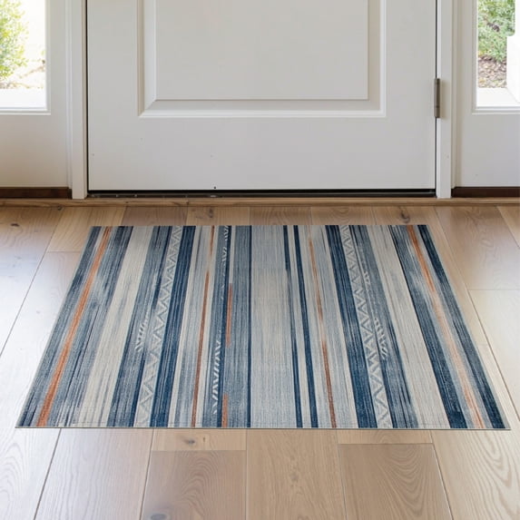 ODIKA Boho Striped Southwestern Layered Farmhouse Stripe Bands Geometric for Hallway, Study Room, Playroom, Non-Slip Low Profile