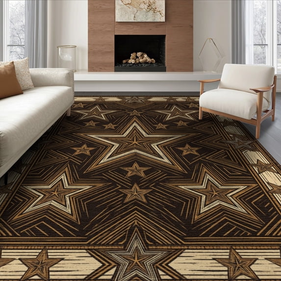 ODIKA Border Southwestern Aztec Motif Frame Spotted Cabin Distressed Refined Foldable Easy Care for Queen Size Bedroom, Under Bed, Master Suite