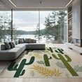 thumbnail image 1 of ODIKA Botanical Abstract Contemporary Grid Forest Sunset Monstera Round Low Profile Flatwoven for Great Room, Indoor Open Concept, Large Living, 1 of 7