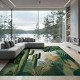 thumbnail image 1 of ODIKA 9'x12' Washable Area Rug Low Pile, Flatwoven, Botanical Monstera Abstract Contemporary Round Forest Sunset for Great Room, Indoor Concept, Large Living, 1 of 7